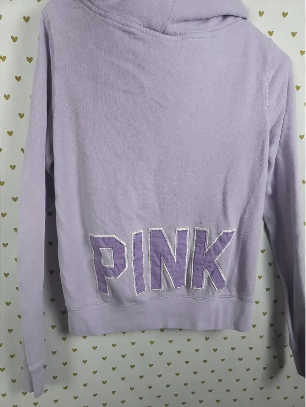 Victorias Secret Pink Vintage Y2K LOVE Purple Embroidered Full zip Hoodie Jacket - Picture 5 of 5